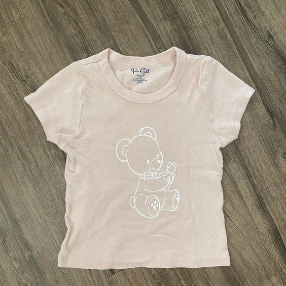 brandy Melville/john galt teddy bear pink baby tee - Picture 1 of 3
